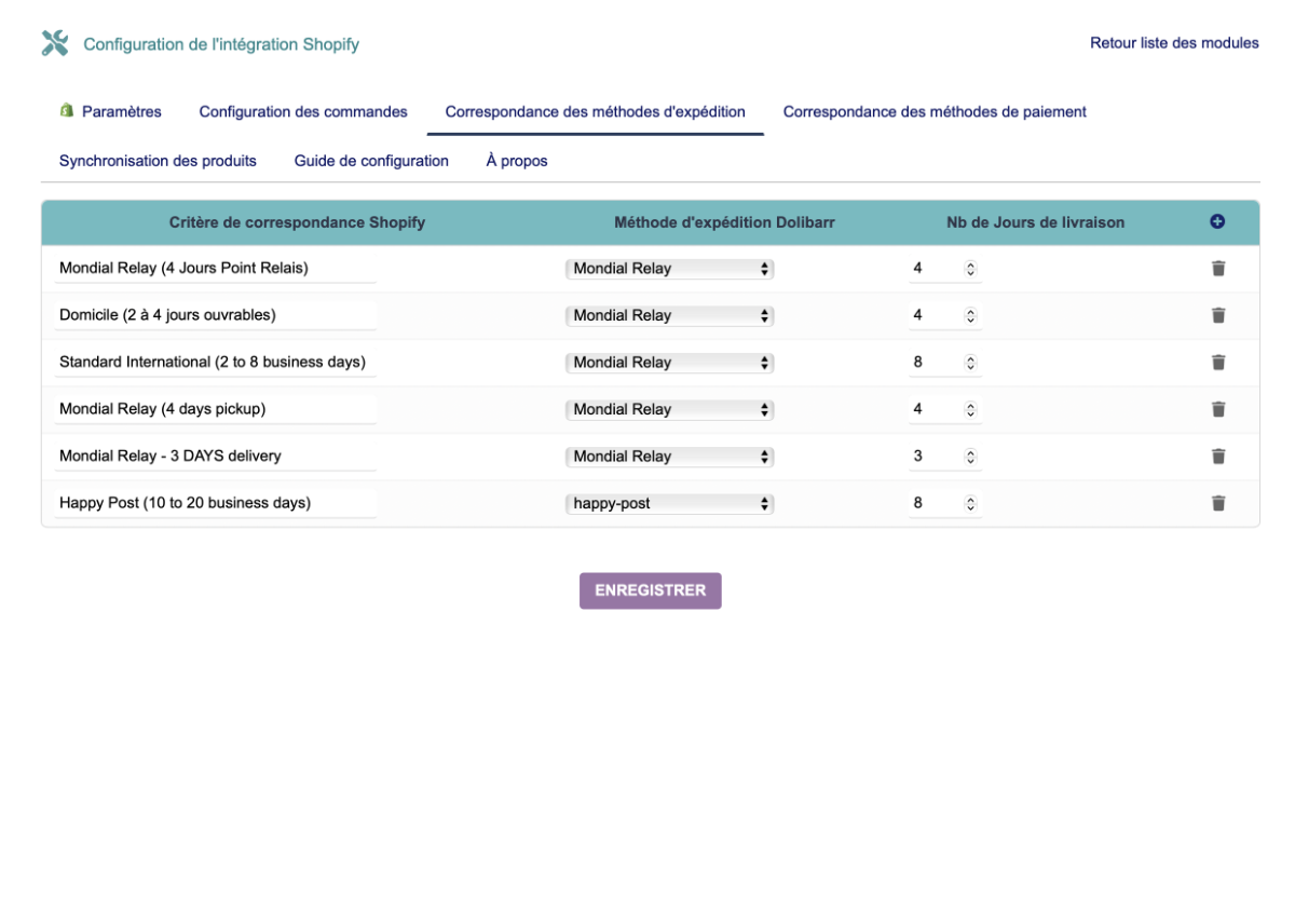 Shipping Methods Configuration
